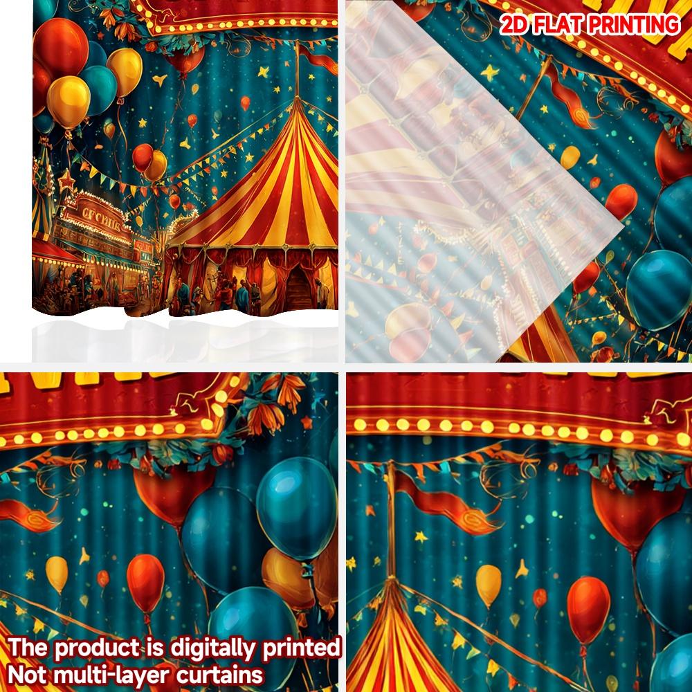 2D Flat Printing 2pcs Curtain Drapes Carnival Celebration Night Digital Printed Polyester Drapes Seasonal Party & Holiday Decor