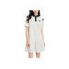 Skechers Sport Life Series Logo Letter Comfortable Polo Collar Short Sleeve Dress Women dresses Cotton-Candy-White L225W120-0074
