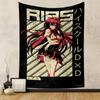 High School DxD Anime Girl Tapestry Wall Hanging, Rias Red-Haired Anime Character Art, Kawaii Wall Decor for Bedroom Living Room Dorm