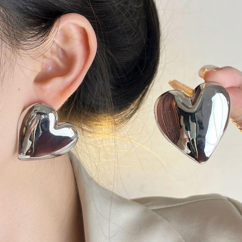 Niche Style Exaggerated Glossy Big Love Heart Online Red Hot-Selling Earrings