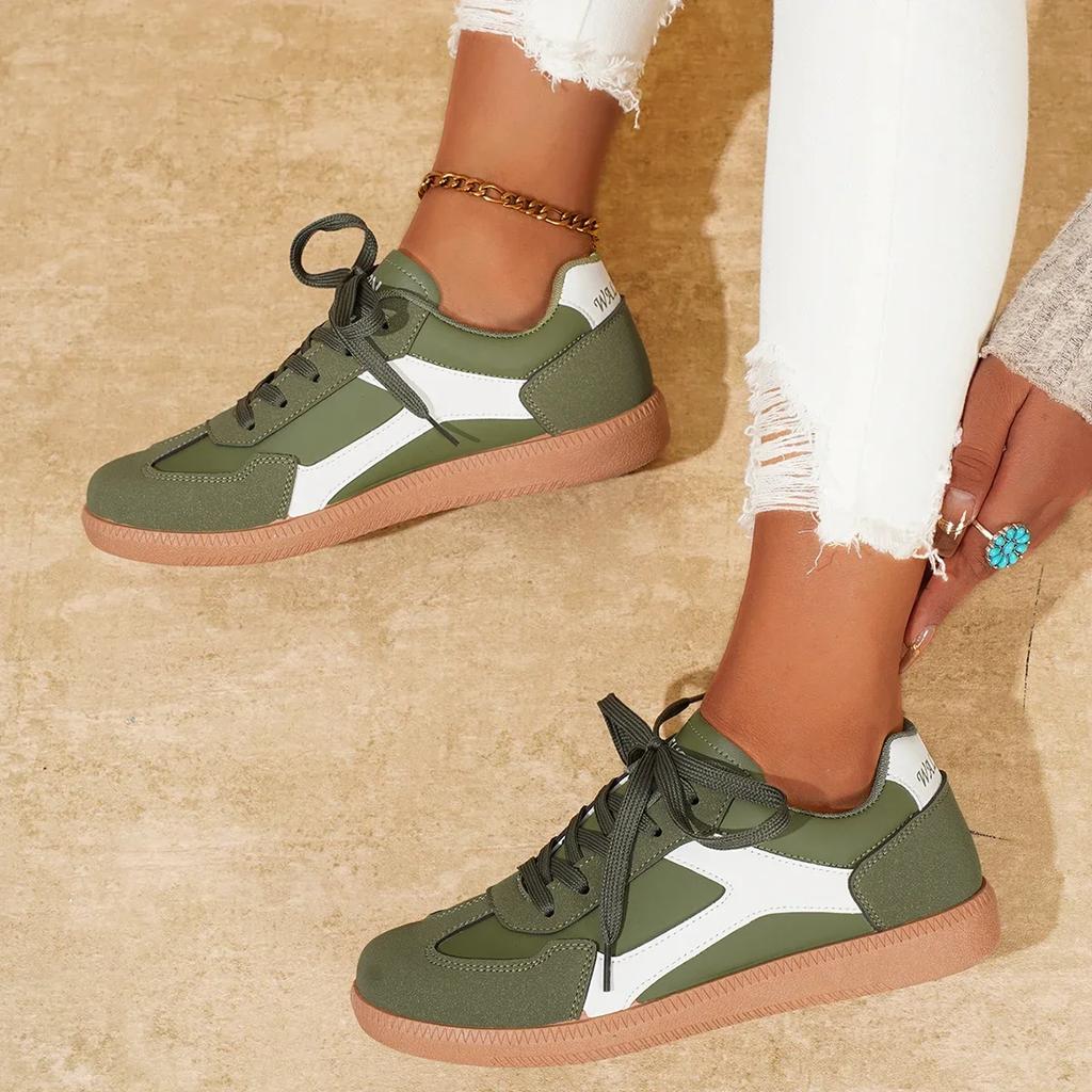 Fashion Women Sneakers New Fashion Mix Color Flat Sneakers Women Spring Autumn Comfort Causal Shoes Woman Lace Up Flat Plus Size Loafers