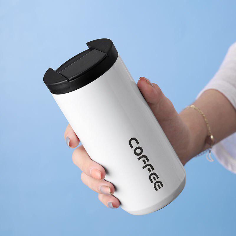 2023 Gooseneck Kettle 400ml/500ml Coffee Mug with Lid Leak-Proof Milk Tea Thermos Mugs 304 Stainless Steel Travel Thermal