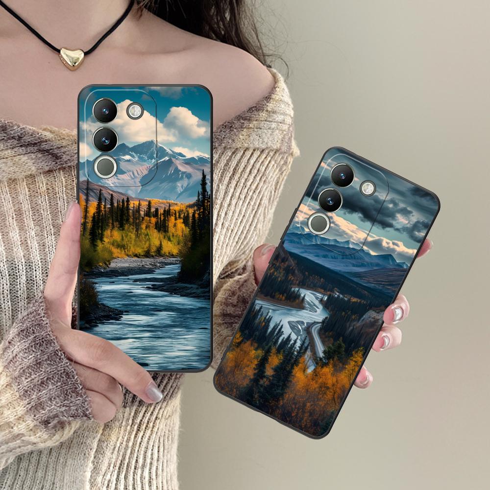 Mountain Forest Mobile Phone Case for VIVO V60 V50 V40 V30 V29 V27 V25 V23 Pro Lite 5G Colorful Printing Cover Smartphone Luxury