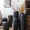 Jingdezhen Black Coarse Pottery Floor Vase: Modern Minimalist Japanese Decor for Hotel, Homestay, or Living Room.
