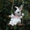 Adorable 1pc Resin Swing Rabbit Figurine - Perfect for Fairy Garden Decoration and Outdoor Tree Hanging Decor!