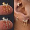 1pc Helix Piercing Earrings For Women Men Bijou Simple Zircon Gold Color Lobe Tassel Chain Cartilage Ear Zircon Gift