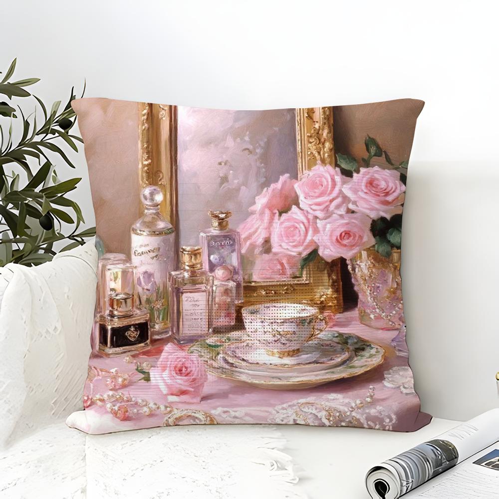 Classic Reto Oil Painting Girl  Pillow Case Linen Pillow Case Sofa Home Decor Cushion Cover Cushion Cove