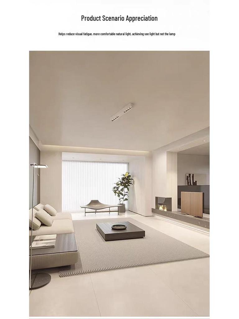 Linear Track Surface-Mounted LED Ceiling Spotlight, 30W, Anti-Glare, 6 Heads for Living Room/Bedroom