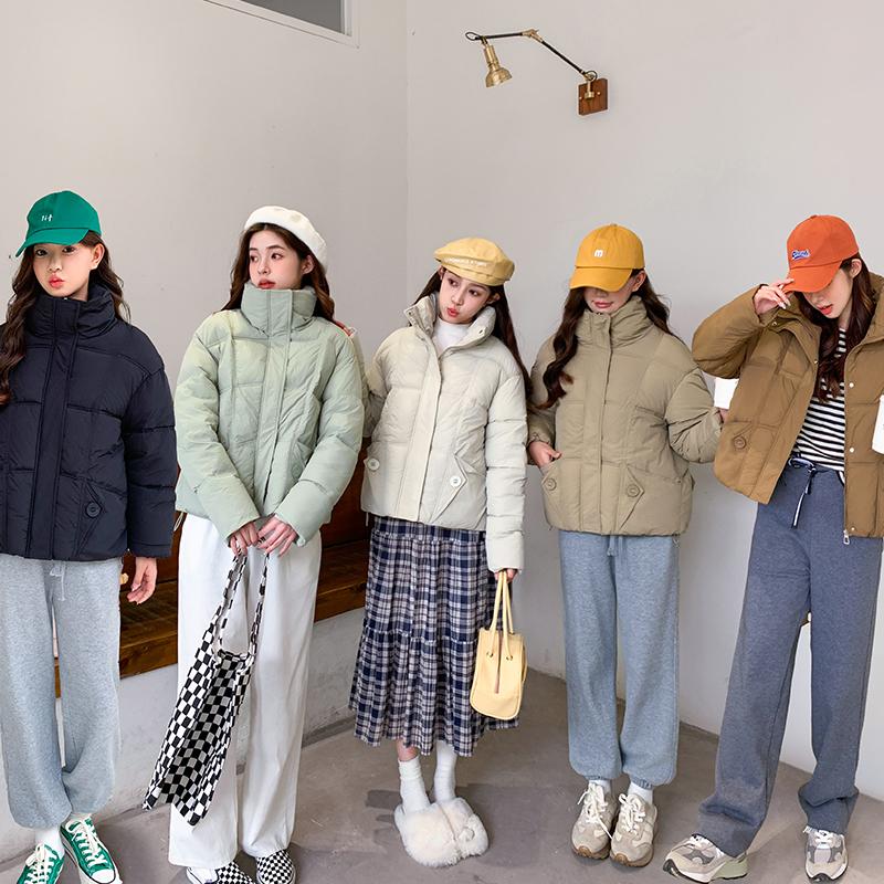 Kvinnor Höst Vinter Soild Färg Tjocka Ytterkläder Bomull Vadderad Hooded Warm Jacket Coat