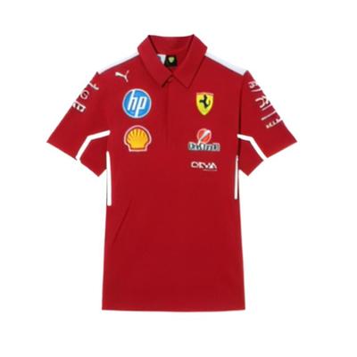 Ferrari Racing Series Ss25 Miękka Wygodna Przyjazna dla Skóry Oddychająca Koszulka Polo z Krótkim Rękawem Męska Koszulki Polo Ciemnoczerwona 76394401