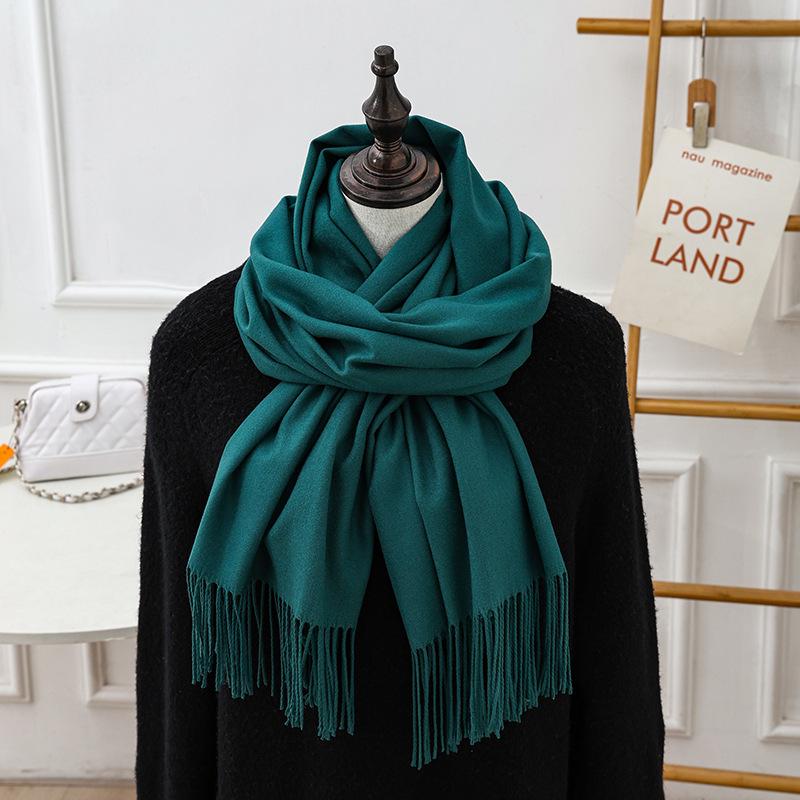 Luxuriöser roter Winter-Schal aus Wolle-Kaschmir - Vielseitiger einfarbiger Damen-Schal im koreanischen Stil