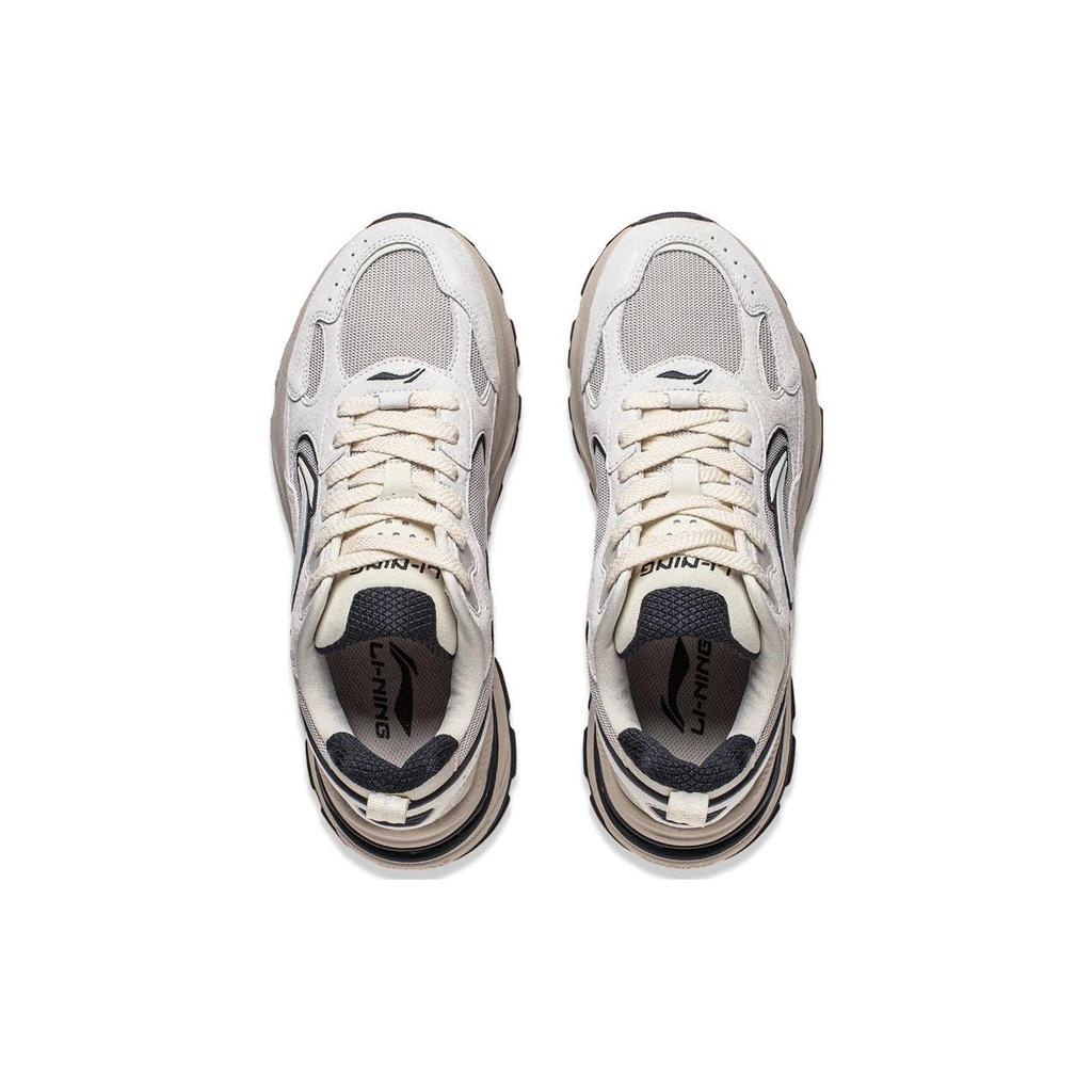 Li Ning Beicheng Cushioning Slip Resistant Abrasion Resistant Support Low top Chunky Sneakers Women's White Gray AGCT426-1