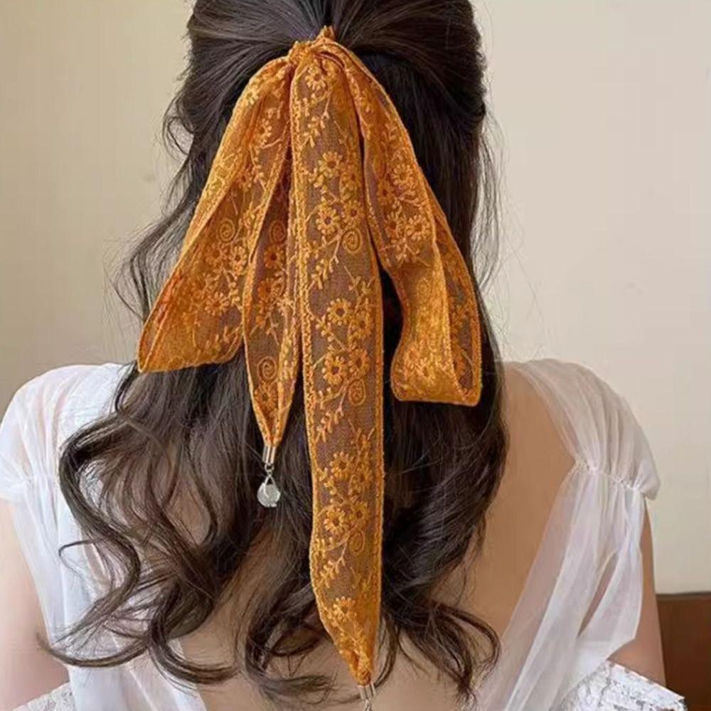 Dressing Decoration Lace Ribbon Hair Scarf Transparent Long Neck Scarves Braids Headband  Beach