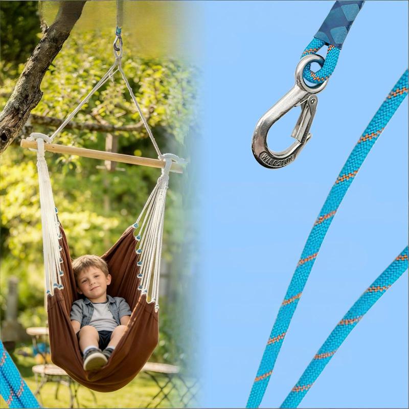 Heavy Duty Nylon Sling With Metal Hook - Wear-resistant - Suitable For Outdoor Hammocks, Tree Swings, And Patio Chairs