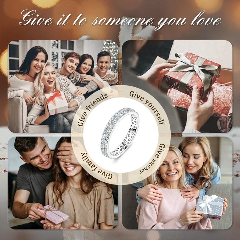 Moissanite Rings 100 Copper Classic Sparkling Full Moissanite Ring for Women Wedding Engagement Eternity Bands