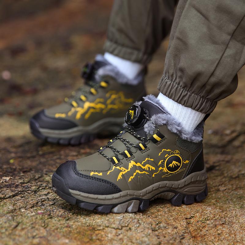 Winter Children Anti Slip Wear Resistant Velvet Warm Outdoor Hiking Shoes Cotton Shoes Snow Boots Sports Leisure Shoes Boys Girls Snow Boots