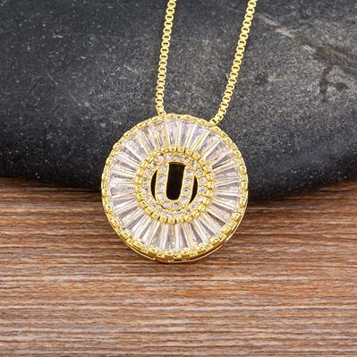 Nidin Name Initials A-Z 26 Zircon Letters Necklace Gold Color Alphabet Clavicle Chain Choker For Women Pendant Collar Jewelry