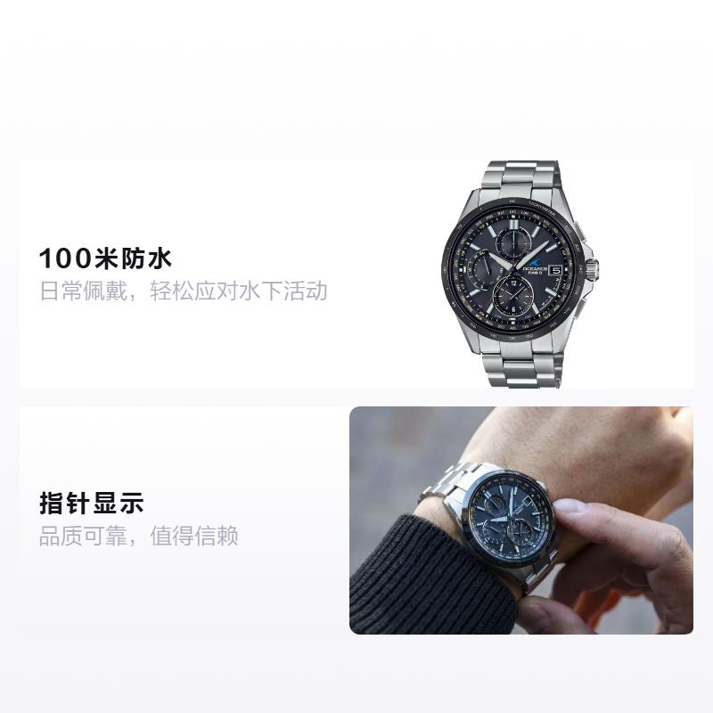 

CASIO OCEANUS series-disc multi-function pointer pointer type Quartz titanium strap men s watch black dial OCW-T2600J-1AJF чорний