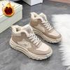 Freizeit Faux Pelz Gefütterte Schneestiefel Schuhe für Damen Zum Hineinschlüpfen Schnürung Klobige Plateau Knöchel Stiefel Winter Warm Kurze Stiefel Damen High Top Laufschuh