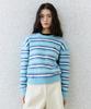 OIOI COLLECTION Striped Hairy Knit [Sky Blue]
