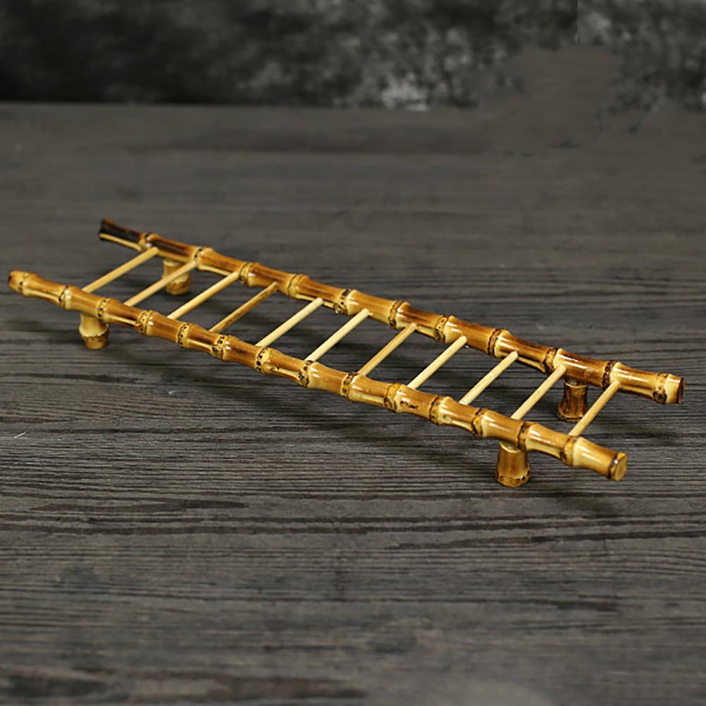 Multi-purpose Bamboo Ladder Cup Holder Yellow Tea Accessories  Desktop Ornament
