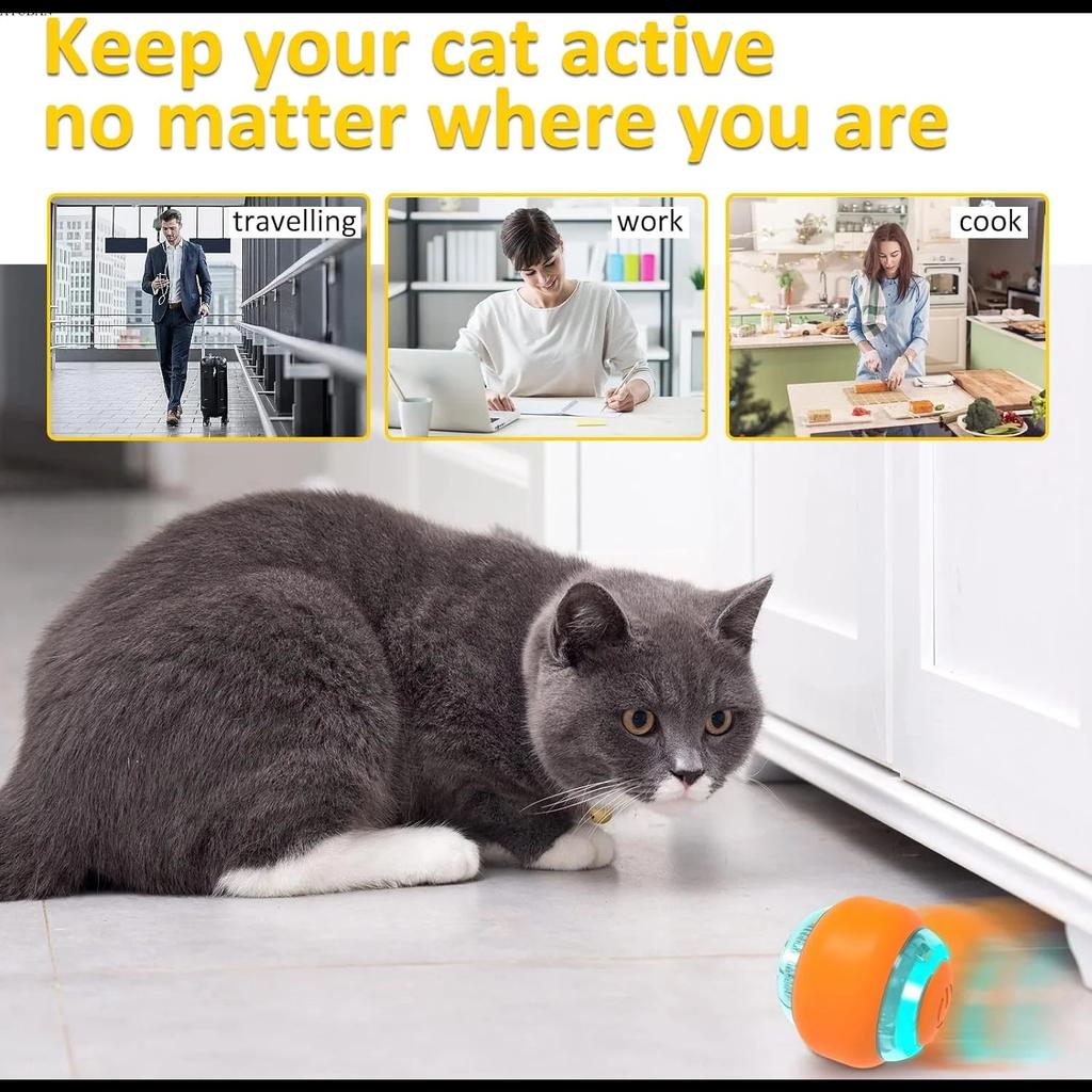 Cat Interactive Ball Toys Automatic Rolling Ball Rechargeable Smart Pet Electric Toy Dog Training  for Exercise Entertainment