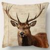 1pc, Vintage Red Deer Pillow Cover - Soft Double-Sided Design with Zipper Closure, Country-Style Home Decor Cushion Cover, Suitable for Living Room, C