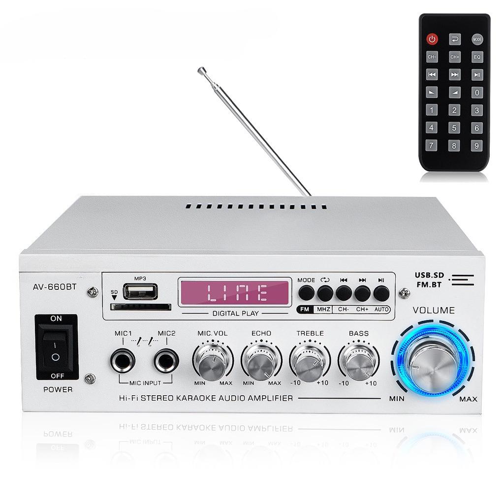 12/220V Amplificador HIFI 2 CH Audio Power Verstärker Heimkino Verstärker Audio Unterstützung FM USB SD/fernbedienung