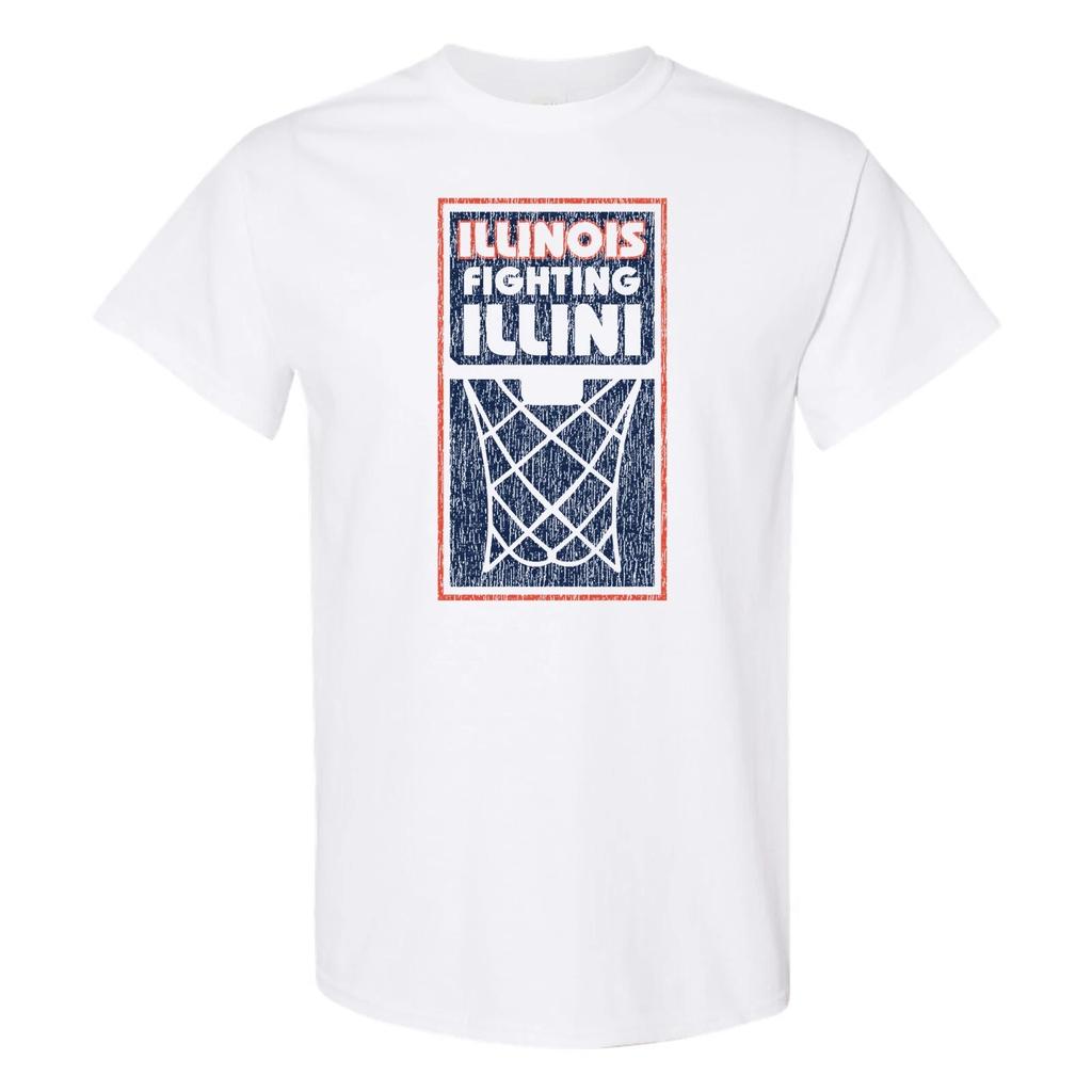 Illinois Fighting Illini Basketball Net Block T-Shirt - White