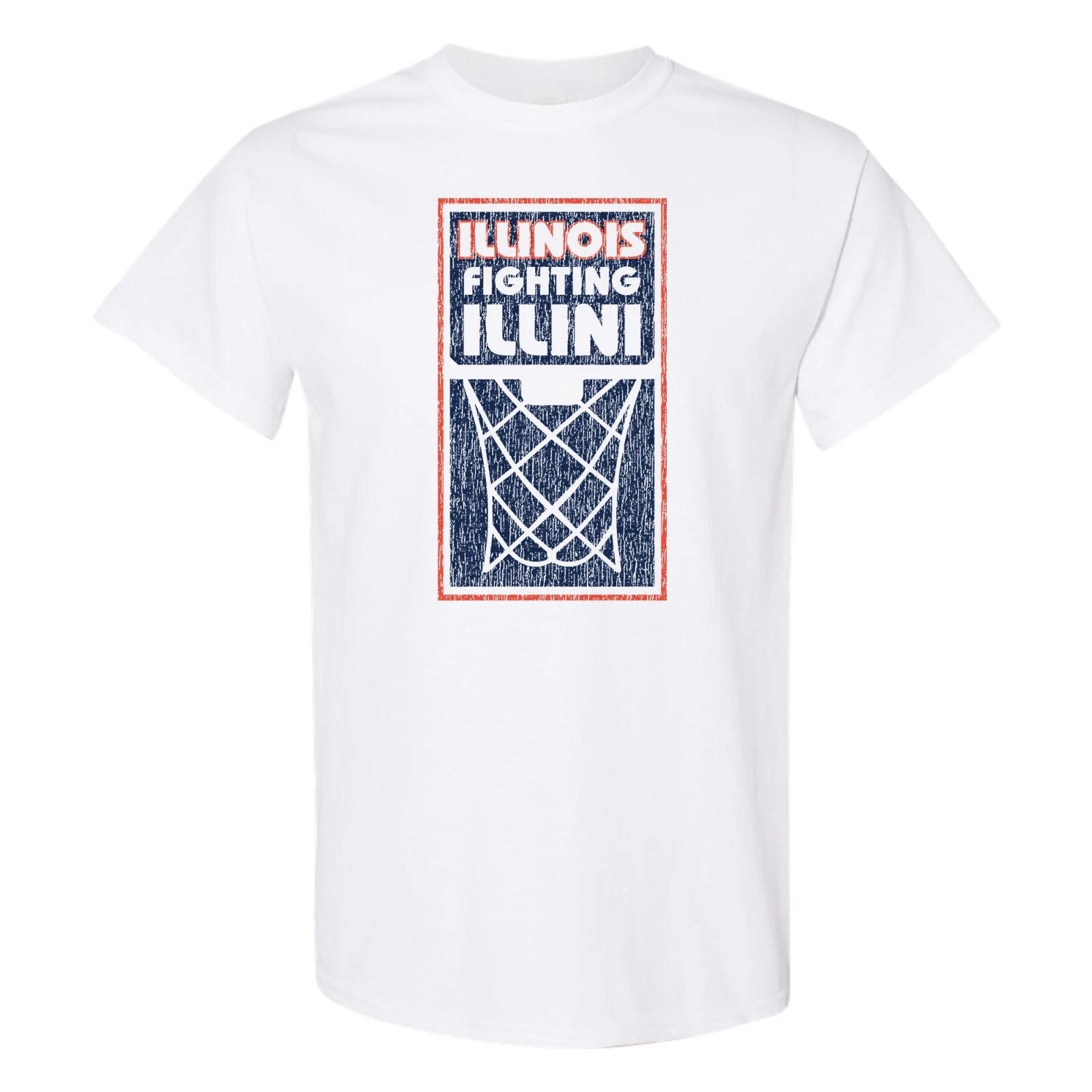 Illinois Fighting Illini Basketball Net Block T-Shirt - White 4XL