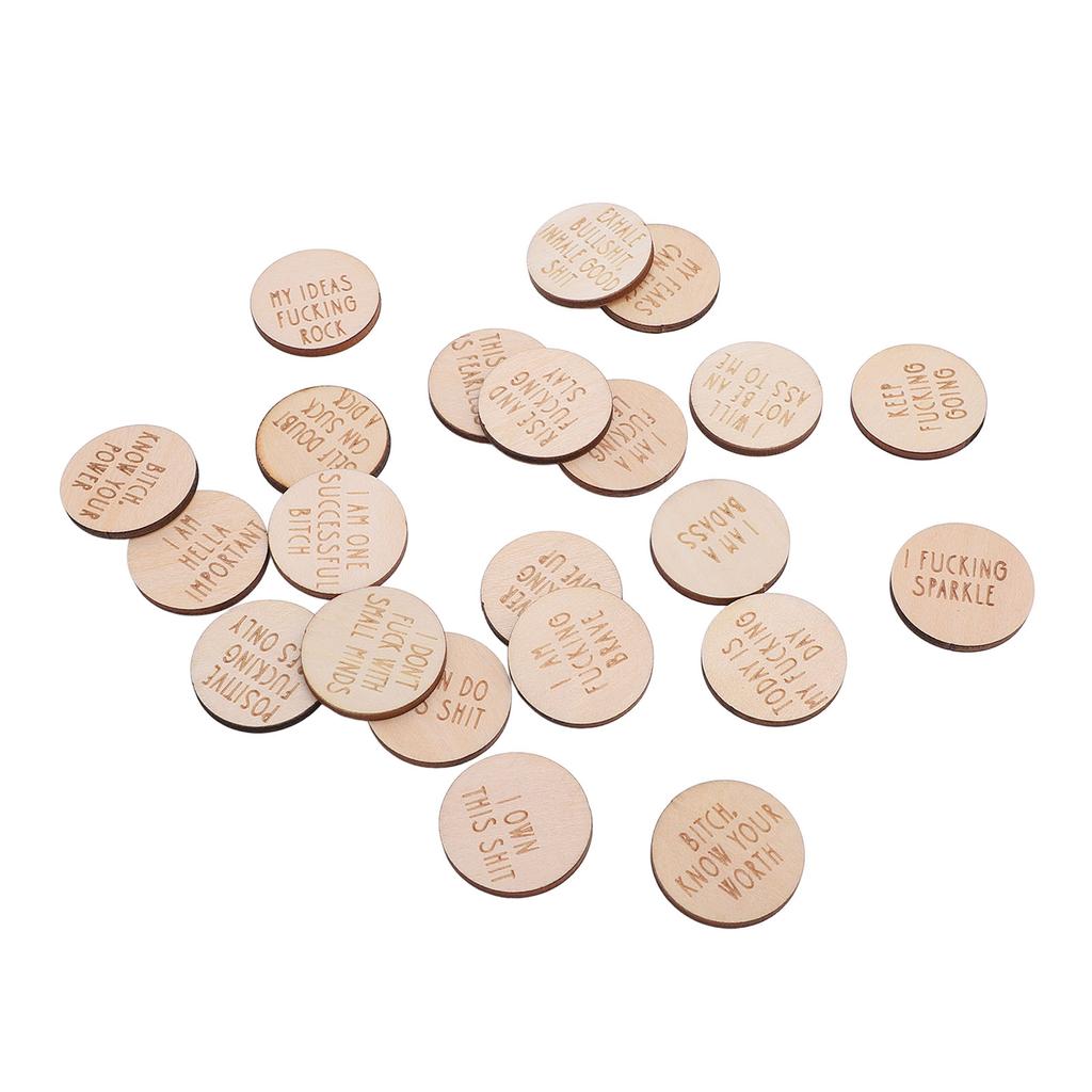 22 Stück Miniatur-Fluch-Affirmationsscheiben Lustige Einzigartige Miniatur-Süße Affirmation Holzdekoration für Familie Freunde Kollegen