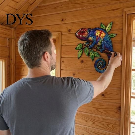 Exotischer Garten Geschenk Metall Eidechse Wanddekoration, Eisen Chamäleon Kunst Hängende Skulptur, Mehrfarbiges Mosaik Terrassen Anhänger Bemaltes Tier Ornament