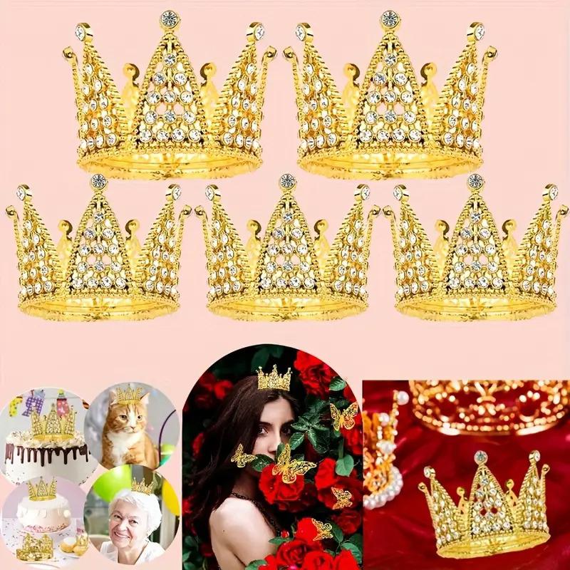 Children Girls Hollow Out Design DIY Simulated Butterfly Ornaments Alloy Crown Cake Topper Decorative 9 Styles