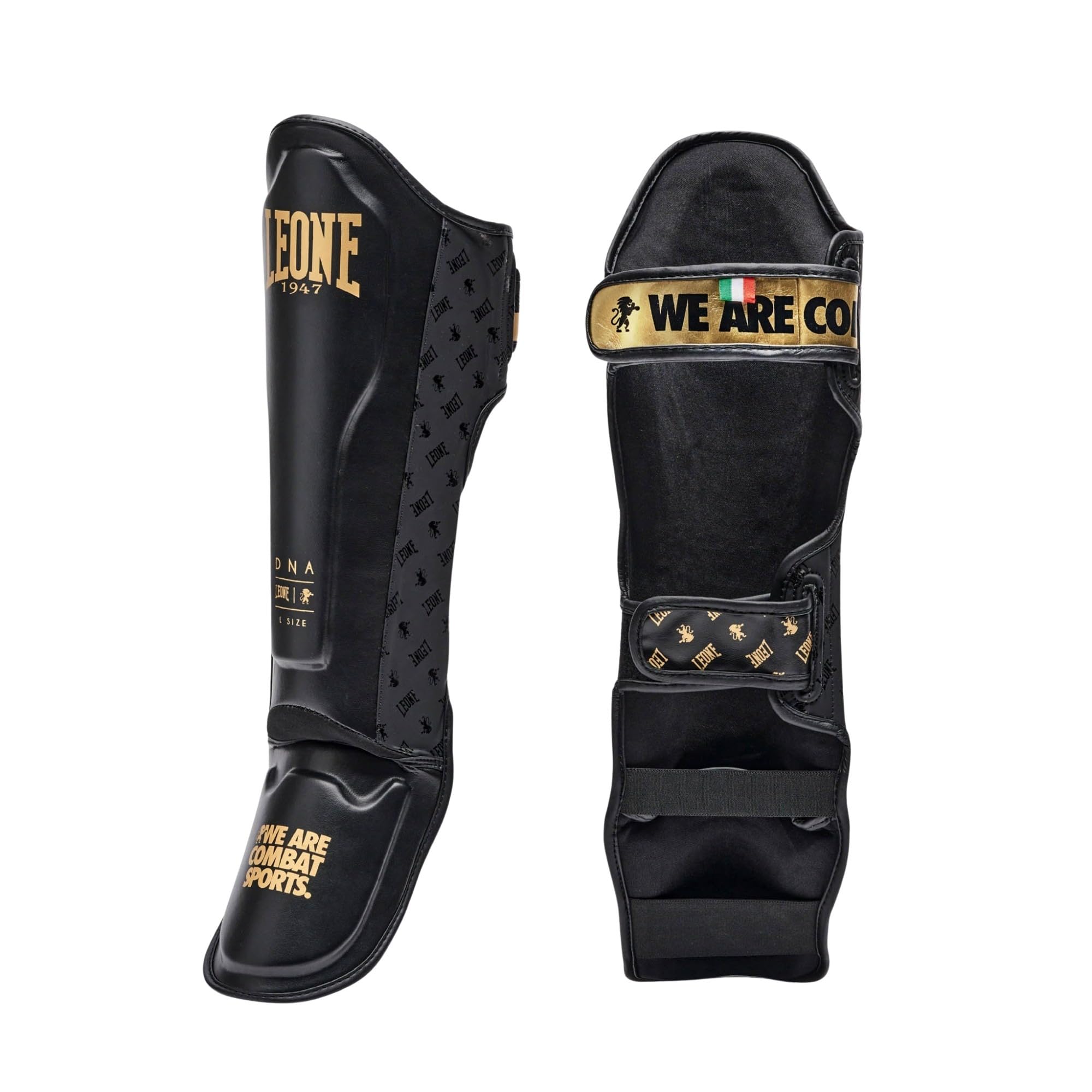

LEONE 1947 Боевые искусства Кикбоксинг ММА Защита голени Унисекс ПОЛНАЯ защита ноги с гелевыми подушками EVA M PT177 [ЗАЩИТА ДНК] и Размер/Черный [Оригинал] чёрный