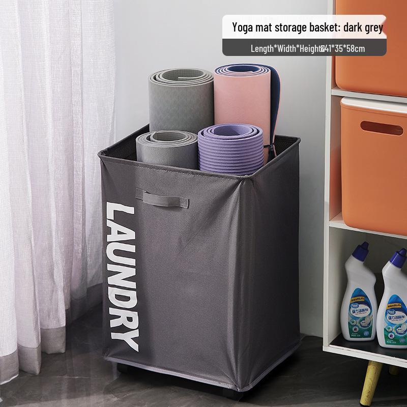 Japanese Home Oxford Cloth Laundry Basket with Wheels - Storage for Clothes, Dirty Laundry, and Yoga Mats.