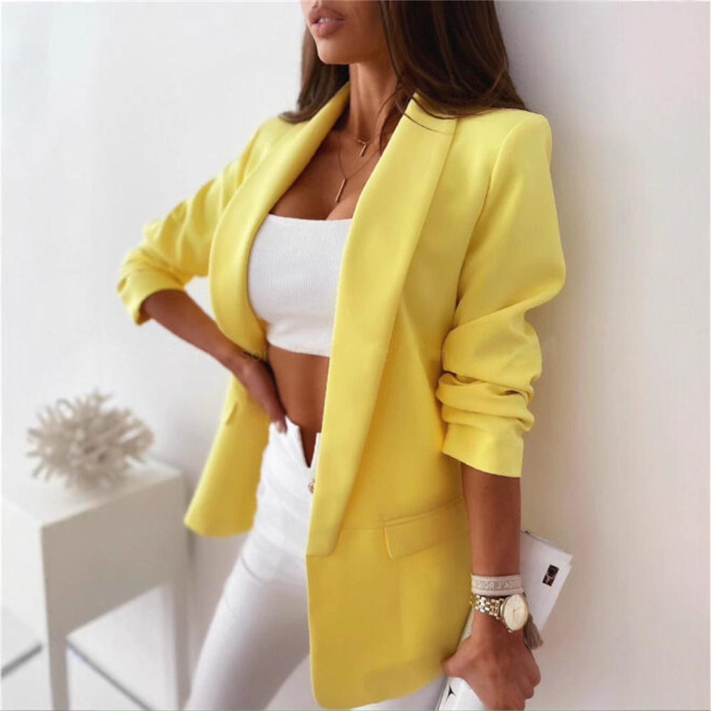 2021 Autumn European & American Solid Color Long-Sleeve Blazer for Women