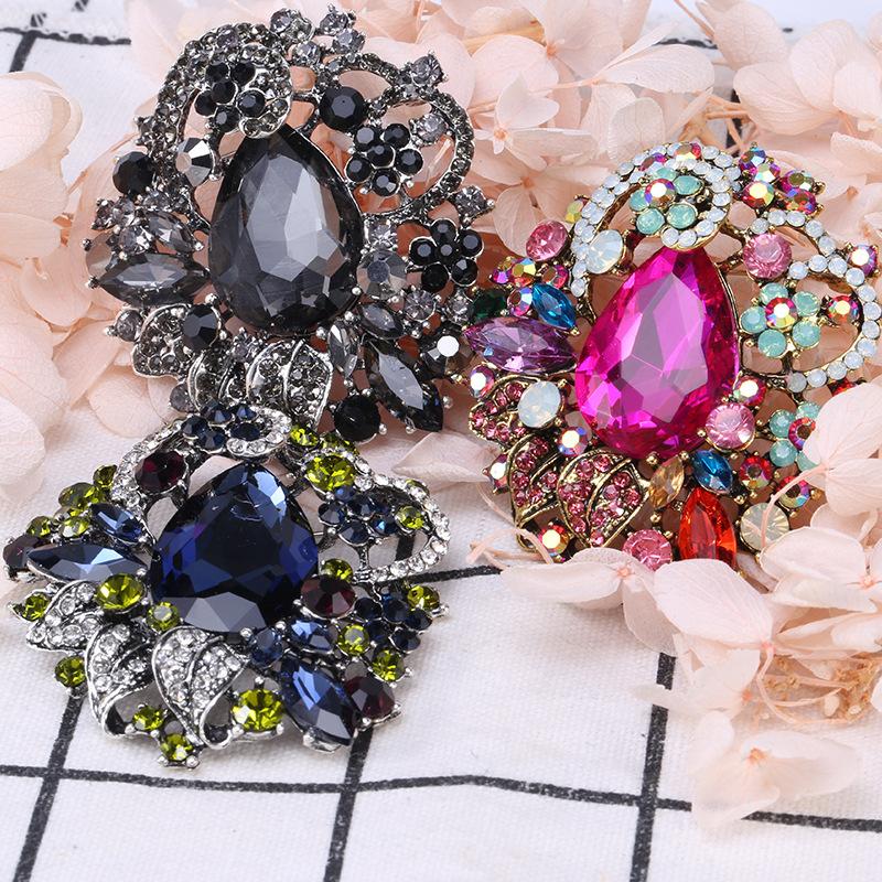 Bohemian Crystalline High End Classic Temperament All Match Large Glass Rhinestone Pin Brooch JewelryLuxury Jewelry