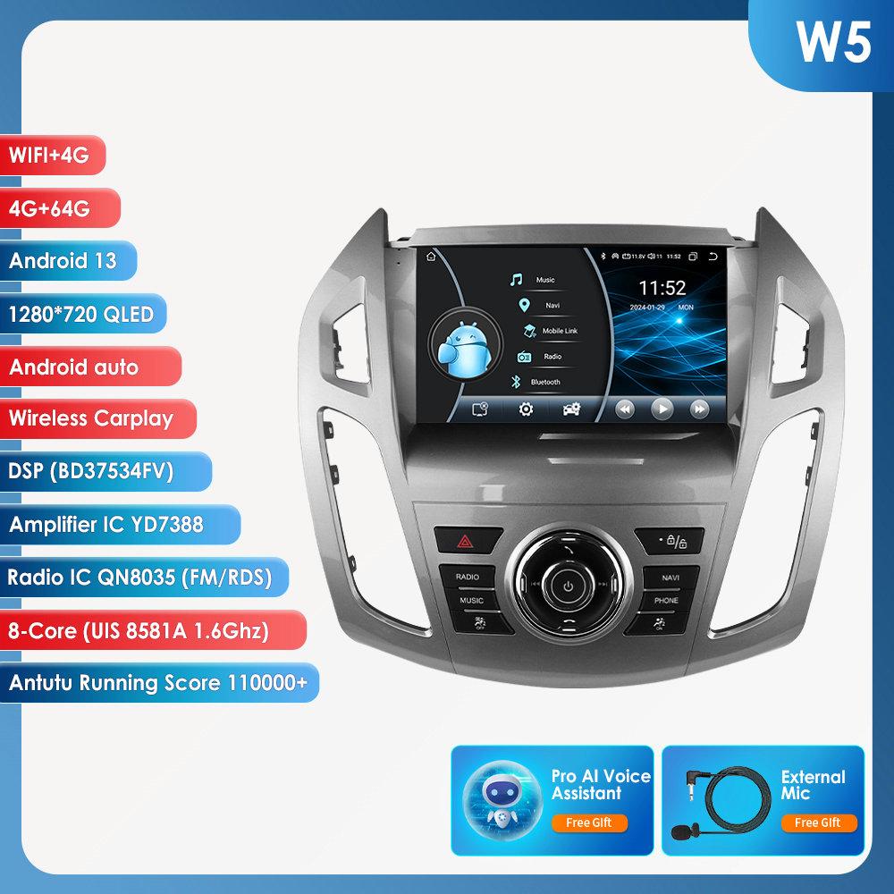 OSSURET Rádio de Carro 9 polegadas Carplay 4G 2 Din Android 13 para Ford Transit Connect 2013 - 2018 Ford Tourneo Connect Multimídia Vídeo GPS Tela Inteligente