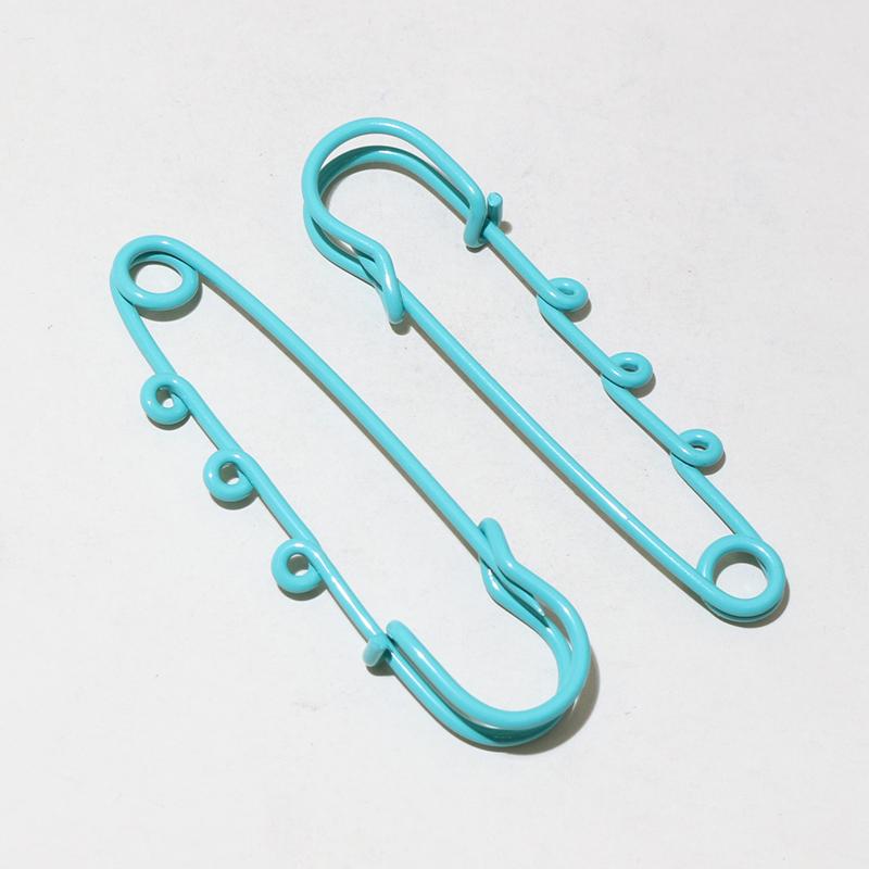 10pcs Crafts Safety Pins Brooch Metal Sewing Pins 61x17mm Clothes Pins with 3 Loops for Tags DIY Jewelry Making Accessories