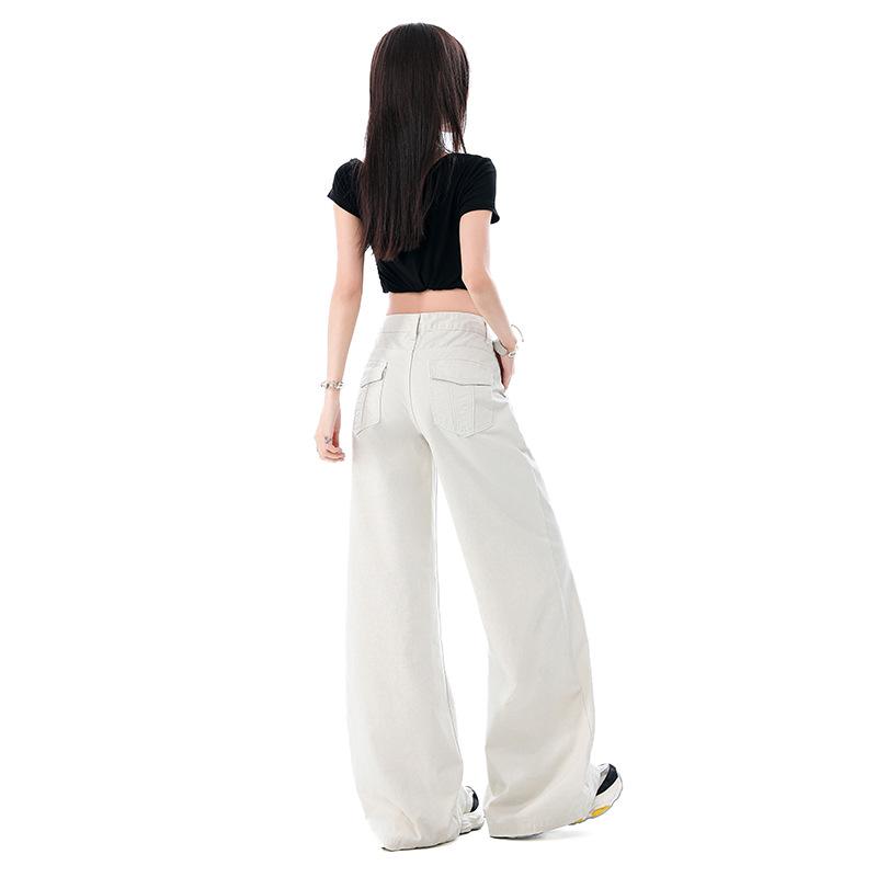 2026 Spring/Summer Women's Casual Washed Pleated Wide-Leg Low-Waist Slimming Jeans