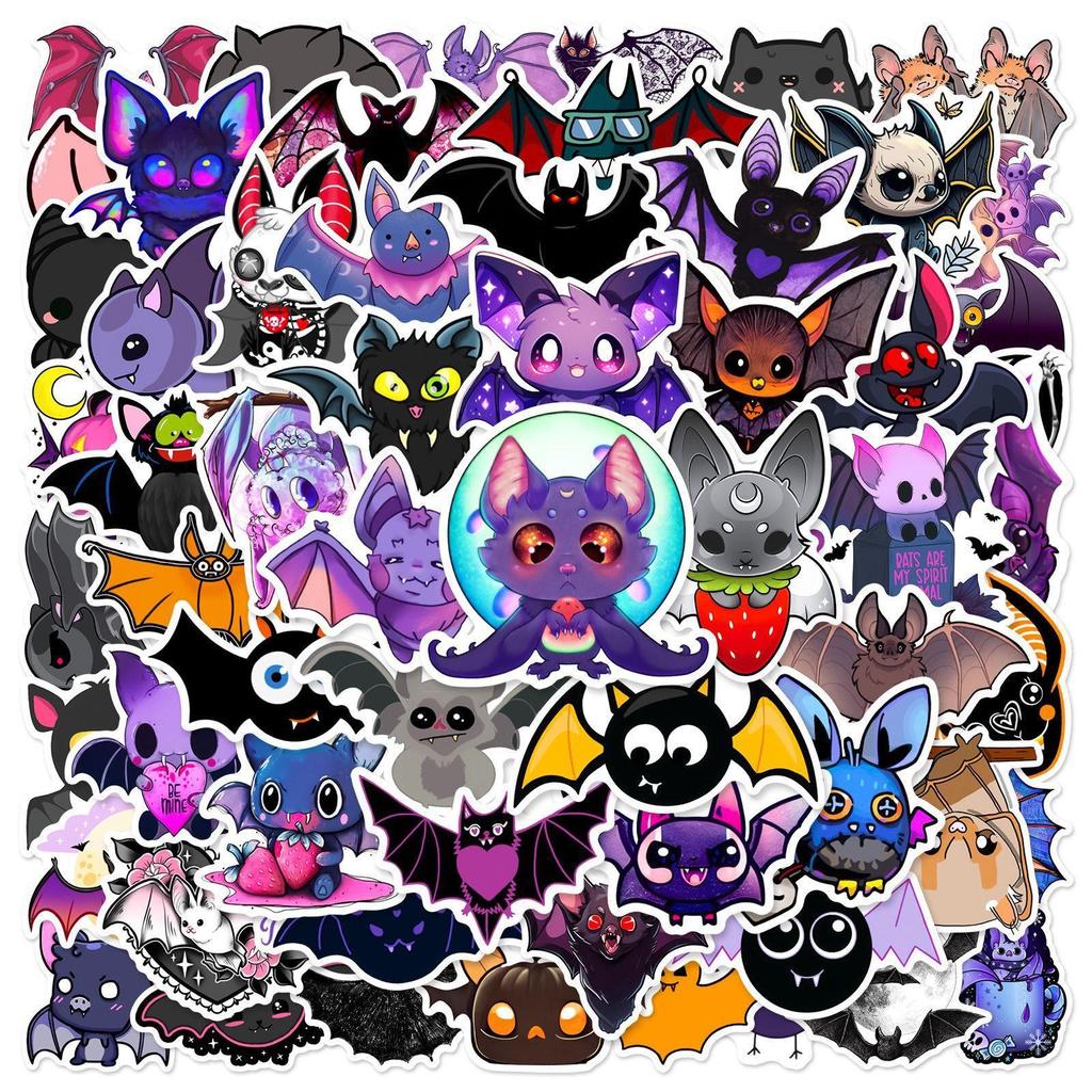 10/60Pcs Cartoon Bat Stickers Cute Animal Graffiti Stickers for DIY Luggage Laptop Skateboard Motorcycle Bicycle Stickers