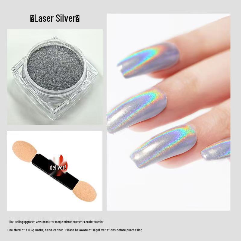 Metallic Fairy Magic Mirror Nail Art Powder - Gold & Silver Highlighter
