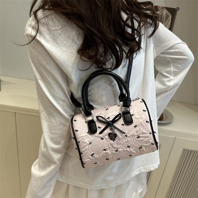 Summer Super Fire Pink Bow Portable Pillow Bag Women's Bag 2025 New High-end Ballet Messenger Bag
