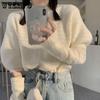 WTEMPO Female Elegant Spring Knitted Pullovers Women Casual Long Sleeve Sweaters Korean Y2K Long Sleeve Solid Casual Jumpers