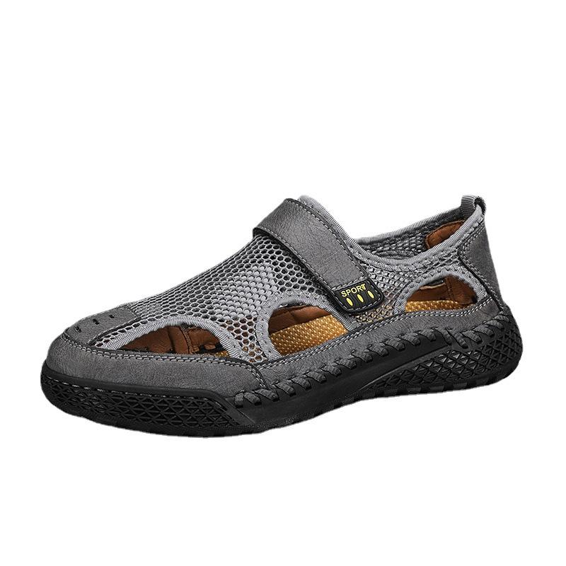 2025 summer men's bag head sandals breathable cool slippers outdoor large size beach shoes hollow mesh shoes men