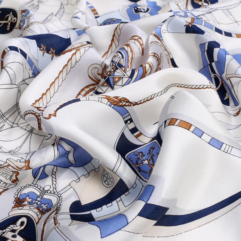 [Nautical] Silk 70 * 70Cm Silk Medium Square Scarf Women'S Silk Scarf Manufacturer