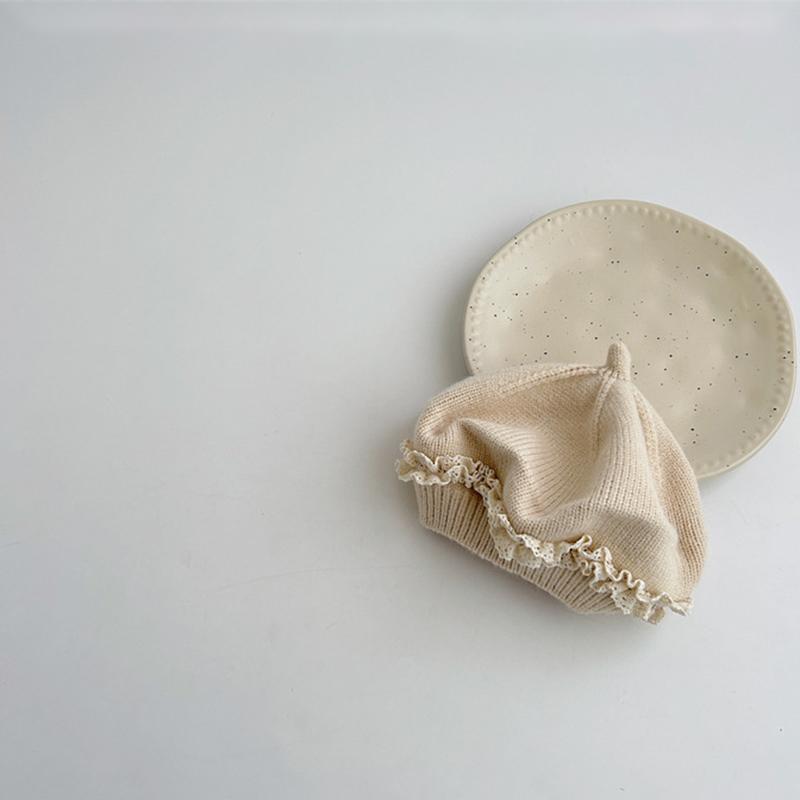 

Детская шапка Хлопковый берет Кружевной с оборками Береты для малышей Осенне-зимняя Принцесса Универсальная Мягкая Детская шапка Подарки хаки