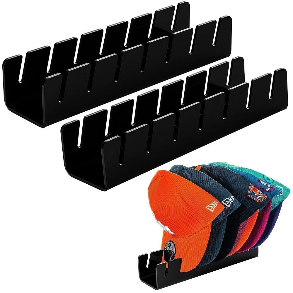 

1/2Pcs Acrylic Baseball Cap Display Rack No Install Hat Stand for Baseball Caps Bedroom Black-Rectangle 1 Pc