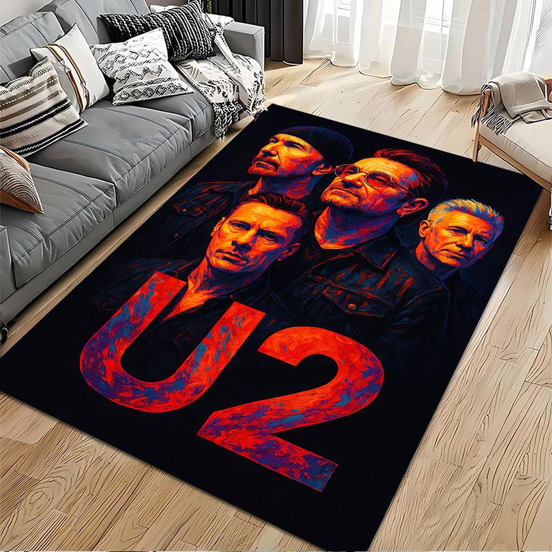 Band Portrait with U2 Logo Suitable As a Non-slip Mat for the Living Room or Bedroom Sofa