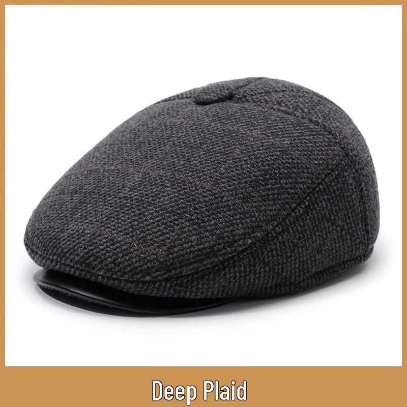 Men's Autumn/Winter Thick Duckbill Cap with Ear Protection - Middle-Aged and Senior Outdoor Cotton Hat